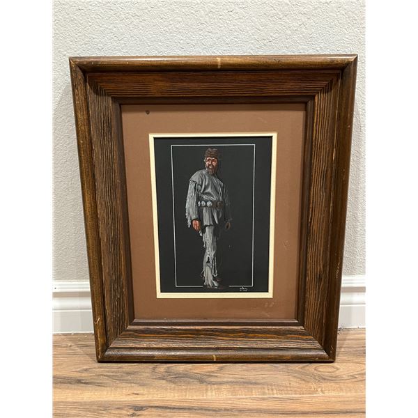 "Trapper" by Don Ely: Prismacolor drawing from 1982, Hand-signed by Artist