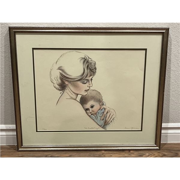 "The Greatest Gift" by Irene Spencer: Limited (#75/350) stone lithograph, 1982, signed