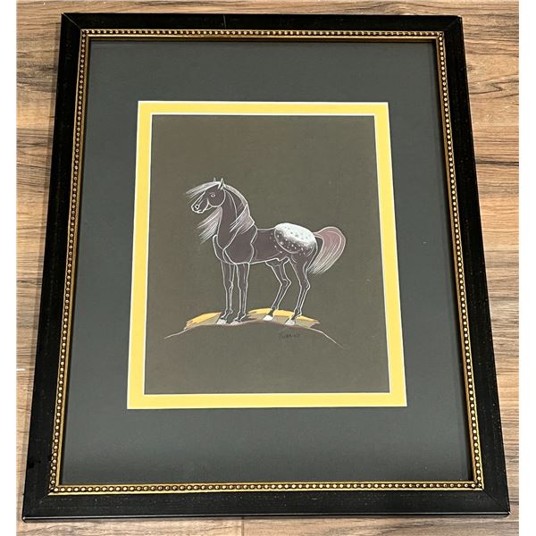 Horse in Black/Gold frame. 15x12"