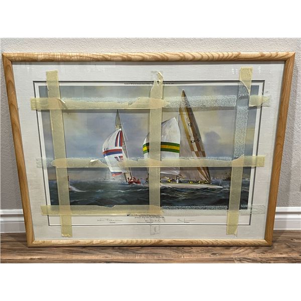 "Defeating Liberty 1983 America's Cup", Sailing Art Print Framed