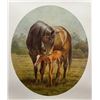 Image 2 : Mother and Child Horses in Field Scene, Oval Shape; by Fred Stone: Limted Lithograph (456/950).