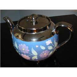 Sudlow's Burslem, Silver Overlay Floral Tea Pot#2305158