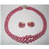 Image 1 : 2 Strand Cranberry Moonglow Lucite Choker #2305416
