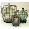 Image 1 : ANTIQUE WINE BOTTLE IN WIRE BASKET / MEDIUM #2306216