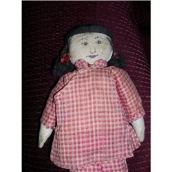 9" Early Cloth Chinese Doll Thread Wig #2317679