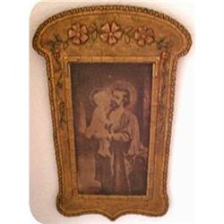 Antique Sepia Joseph,Infant Jesus on Ornate #2317765