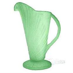 Sowerby Green Satin Glass Art Deco Pitcher #2317862