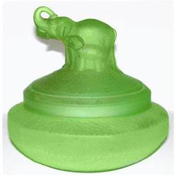 Elephant and Babies Green Satin Powder Jar #2317874