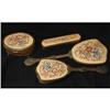 Image 1 : Emroidered Petit Point Silk and Brass Vanity #2317951