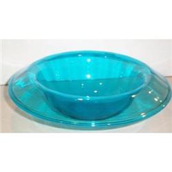 Steuben Celeste Blue Console Bowl #2318207