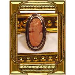 Antique 14kt Rose gold coral CAMEO RING #2318324