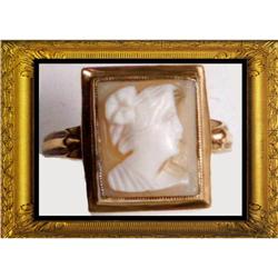 Antique  Neoclassical GOLD shell Cameo RING #2318333