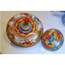 2 Tin  Spinning  Toys Tops 1 Ohio Art #2318578