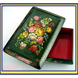 HANDPAINTED RUSSIAN LACQUER BOX VFINE FLOWERS #2318584