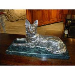 Statue of a Small Dog with Collar in Silvered #2318592