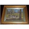 Antique Oil on Canvas "The Hunt" dogs Painting,#2324832