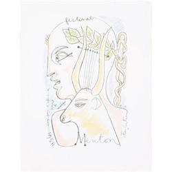 Cocteau Jean Menton,1956 Lithograph Original#2325199