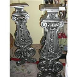 17th Century Silver Painted Elm Wood Pedestals #2325609