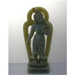 Vintage Dancing Buddha Jade Stone Statue #2325639