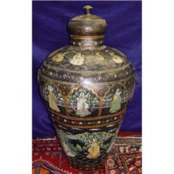 18c Oil Painted Metal Indian Fertility Urn Vase#2325712