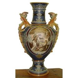 Huge Mettlach Nordic 2 Handle Vase Woman #2325739