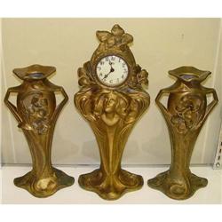 Art Nouveau Female Gilt Bronze Clock Vase Girl #2325743