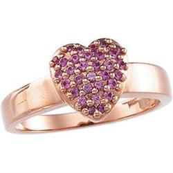 PINK GOLD RING HEART PINK SAPPHIRES  #2337881