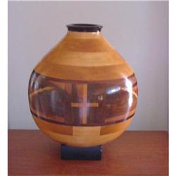 Inlaid Wood Sculpture Artist Signed #2337884
