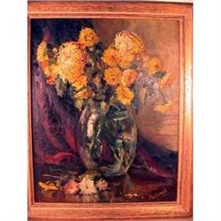 CHRYSANTHEMUM STILL LIFE OIL, signed KOEHL #2337943