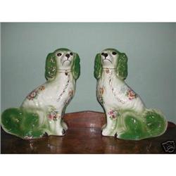 STAFFORDSHIRE SPANIELS PAIR, 11 Inches, Sgd.  #2337944