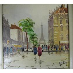 Devity 4 Oil & Tile Paintings A Street in Paris#2337956