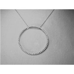 Stunning 14K WG Diamond Circle Pendant Necklace#2338176