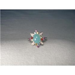 14K WG Multi-Gems Diamond Peruvian Opal Ring #2338177