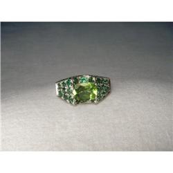 14K White Gold Peridot Tsavorite Diamond Ring #2338178