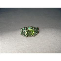 14K White Gold Peridot Tsavorite Diamond Ring #2338178