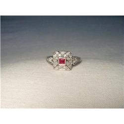 14K WG White Gold Ruby Diamond Filigree Ring #2338193