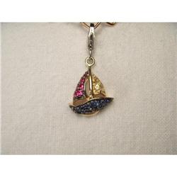 14K YG Gold Ruby Citrine Sapphire Boat Charm #2338200