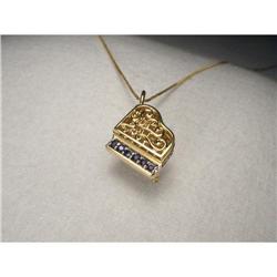 14K Gold Sapphire Diamond Grand Piano Charm #2338203