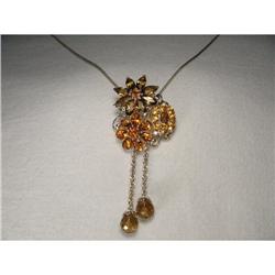 14K WG Gold Orange Citrine Smokey Topaz Pendant#2338204