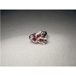 Estate 14K White Gold Ruby Diamond Tulip Ring #2338207