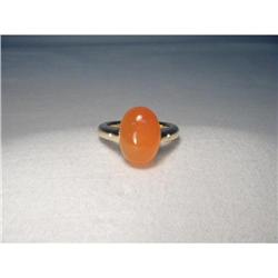 14K YG Gold Cabochon Carnelian Diamond Ring #2338211