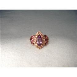 14K Pink Gold Amethyst Garnet Sapphire Ring #2338212