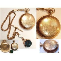 1898 ELGIN 10kt rose gold Pocketwatch & FOb #2338320