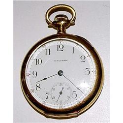 14kt Gold Waltham Pocket Watch 14k Enamel Dial #2338479