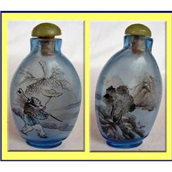 CHIEN-LUNG CHINESE PAINTED BLUE GLASS SNUFF #2338505