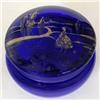 Image 1 : Silver Mary Gregory Cobalt Blue Powder Jar #2347571