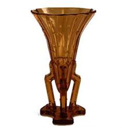 Amber Depression Era Art Deco Glass Rocket Vase#2347586