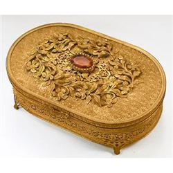 APOLLO Glass Jeweled Gold Plated Jewelry Box #2347632