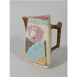 Majolica Owl & Fan Pattern Milk Pitcher #2347661