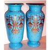 Image 1 : Two Hand Painted Blue Bristol Glass Footed #2347812